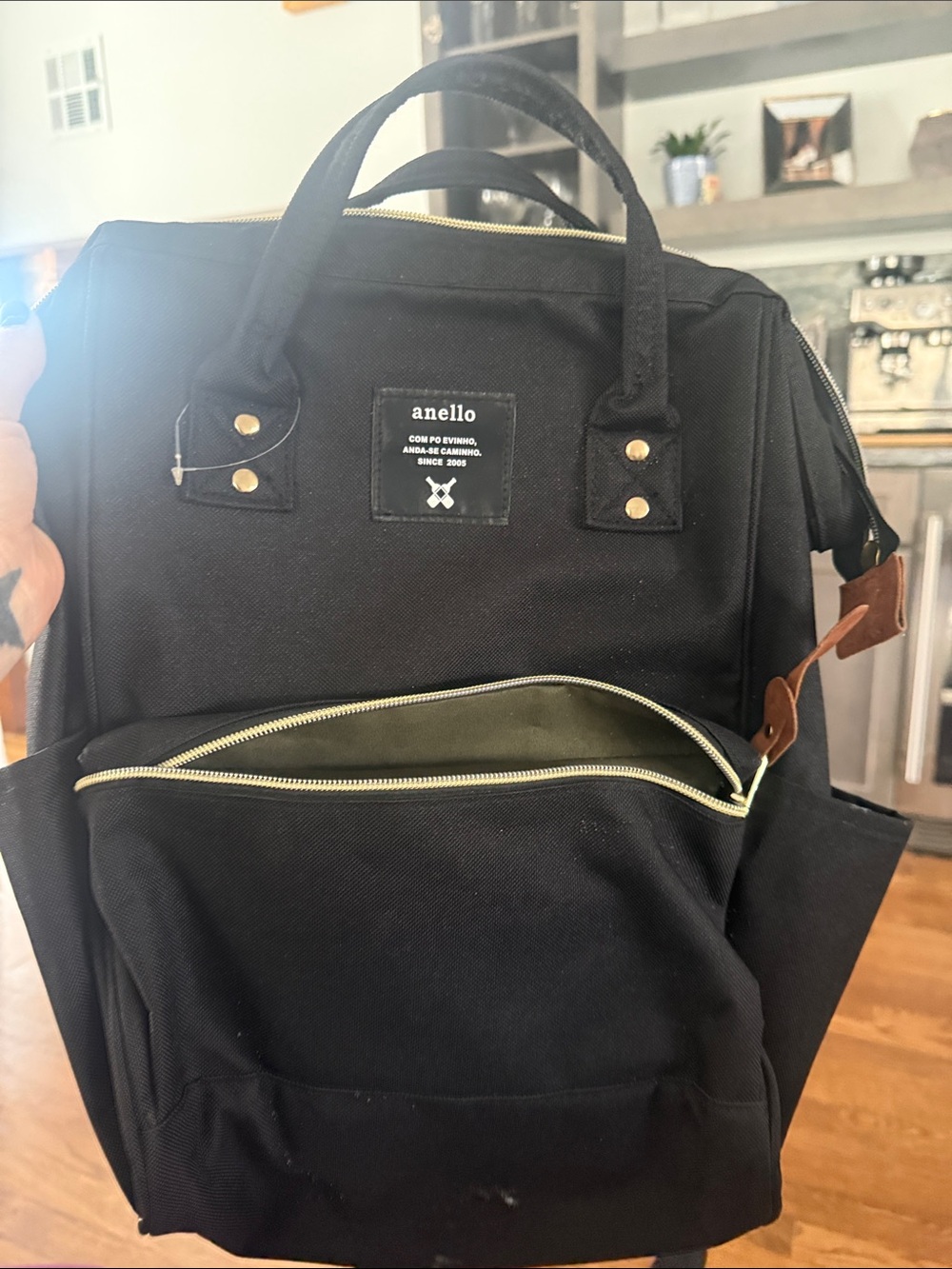 Anello Black Canvas Baby Backpack Bag
